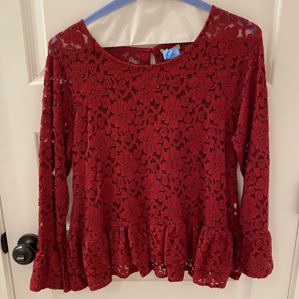 Anama red floral detailed top